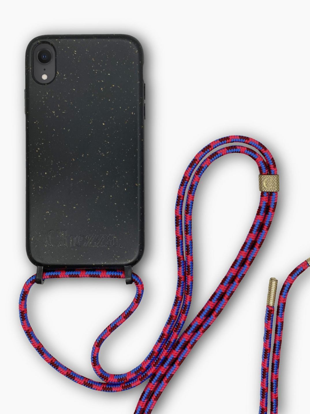 Sustainable Crossbody Phone Case / Granite Black & Pink