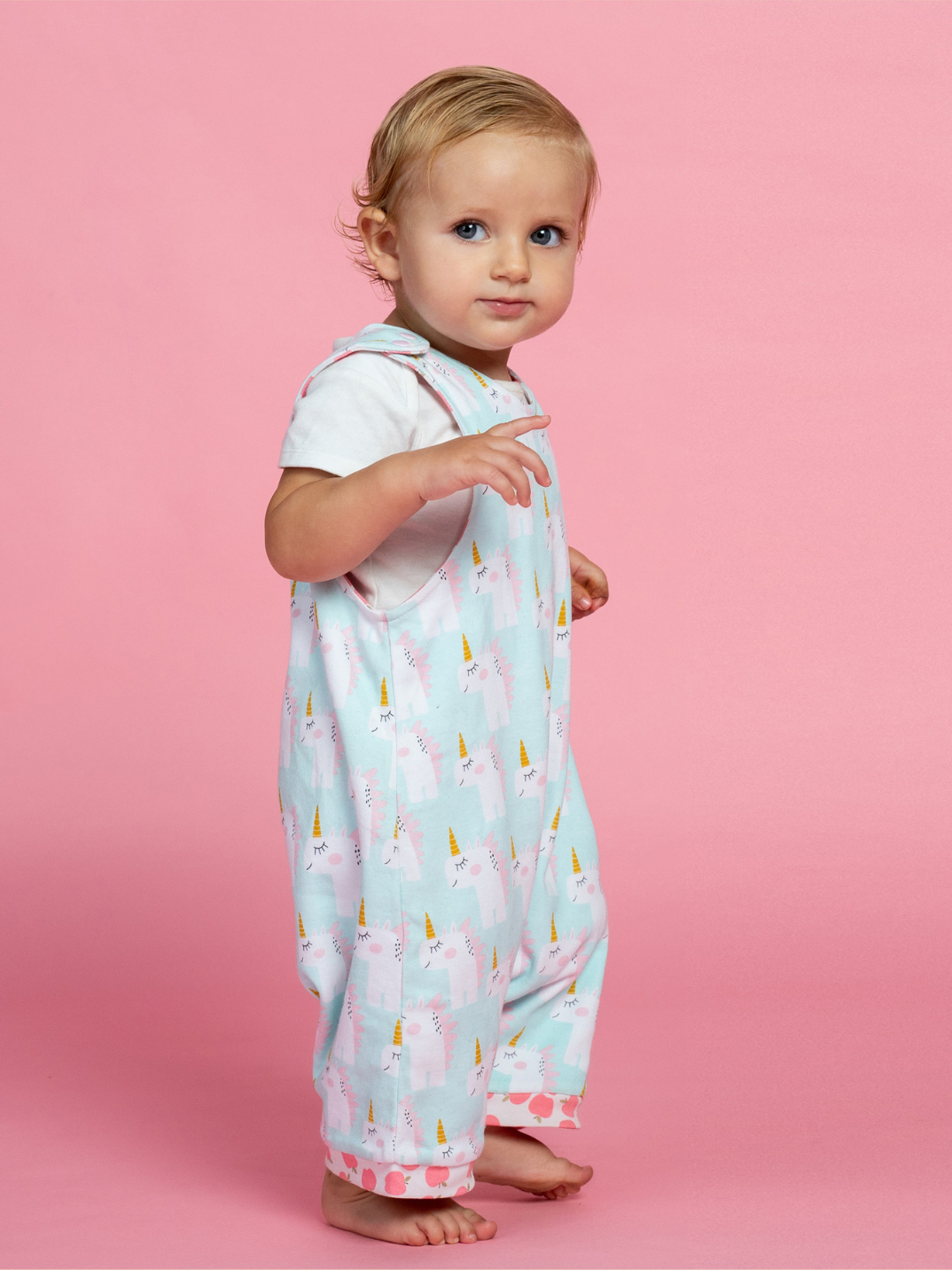 100% certified organic cotton romper and bib set apples and unicorns Cotton Pigs eco-friendly children's and baby clothing