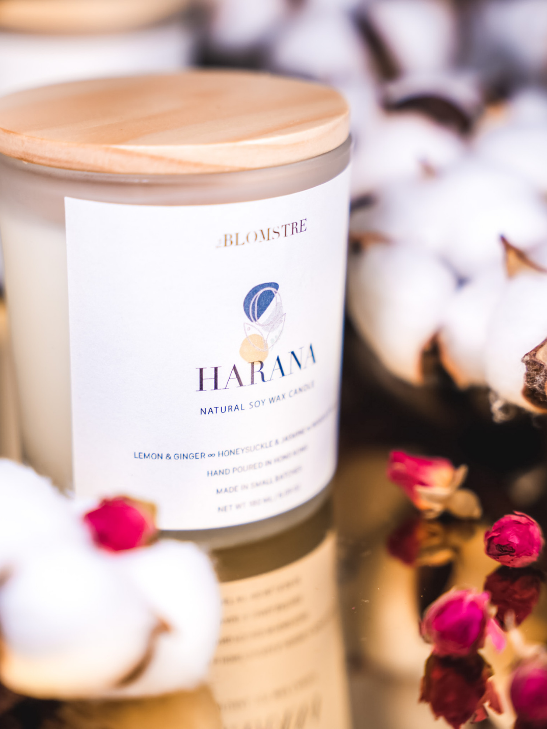 100% natural soy wax candle Harana scented with essential oils handpoured in small batches
