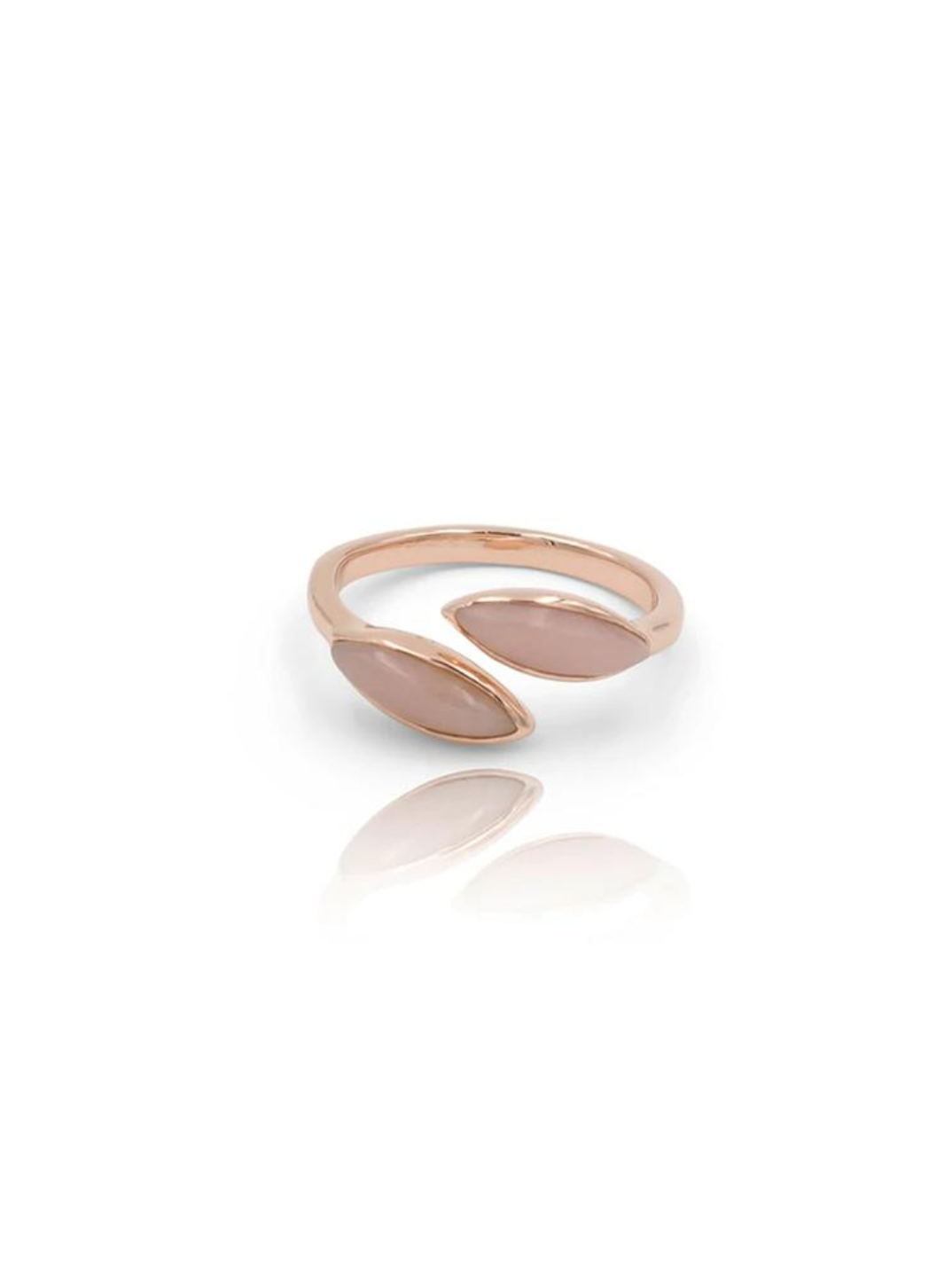 Our rose gold vermeil pink opal midi ring, can be worn on its own as a classic ring, or layered with other jewellery. Made to be worn on any finger with an adjustable band you'll love the blush pink of this natural stone.  ethical handcrafted jewelry sustainable fashion