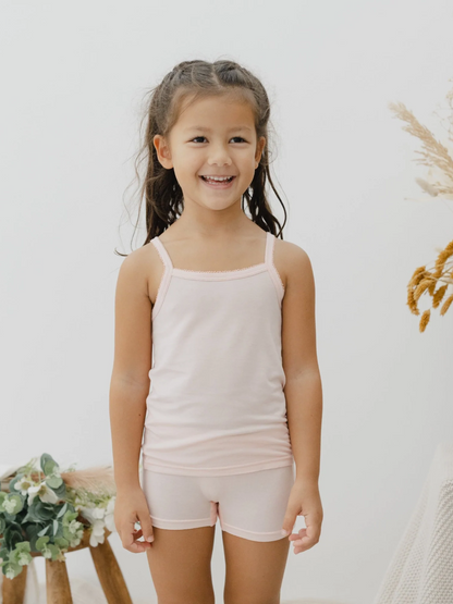 These camisoles are super soft and gentle on your little ones' skin. Designed with a snug fit for play, movement and a comfy night's rest. Add the breathable Camisole layer under your day clothes or snooze in maximum comfort. Made with Lenzing® TENCEL™ Micro Modal Fibers interwoven with Eco Soft Technology. Shop now. Camisoles for kids pink