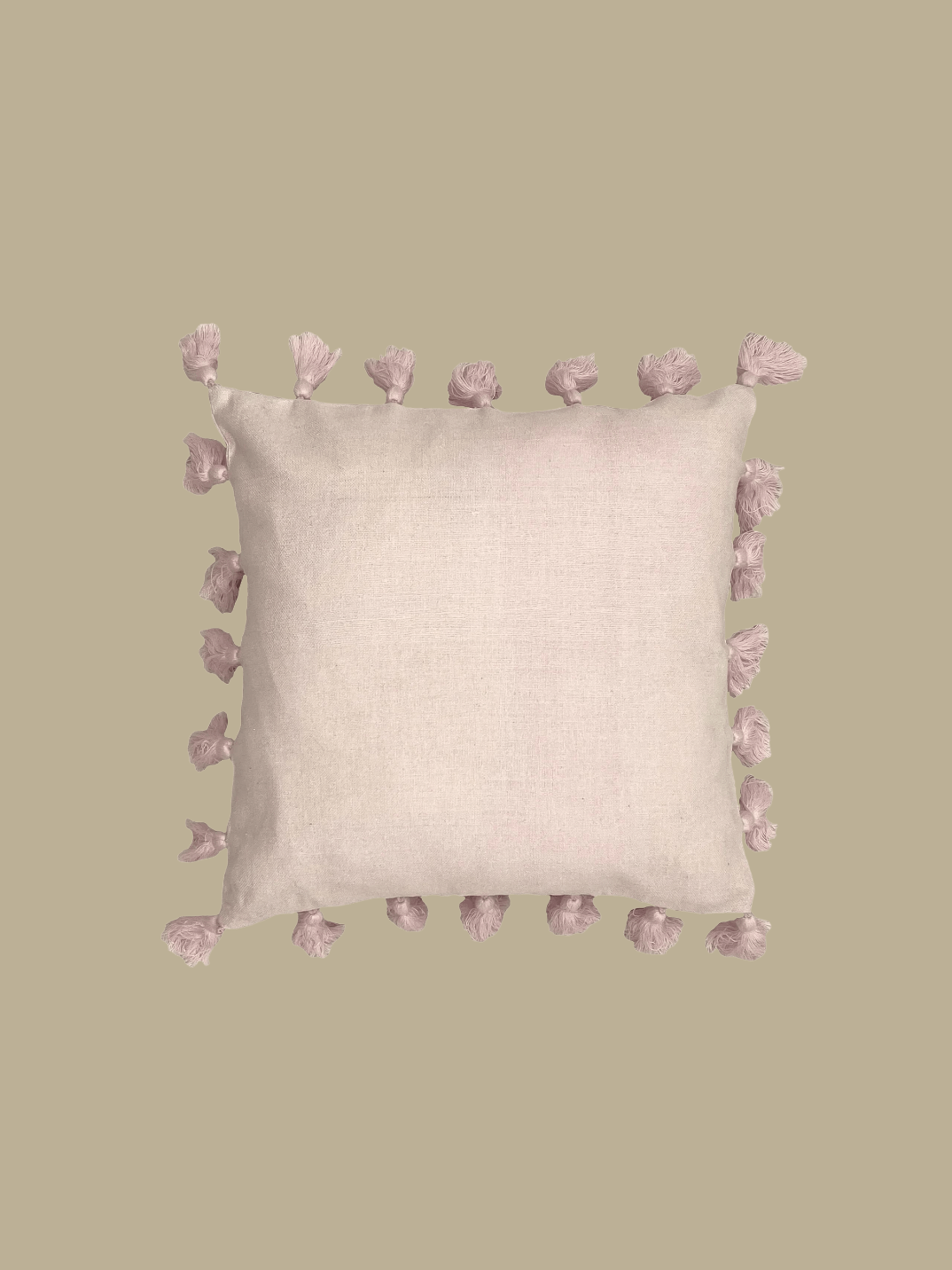 Casa Luna eco-friendly women-owned sustainable home goods made in India soft pink tassel slub throw pillow cushion