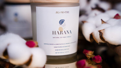 100% natural soy wax candle Harana scented with essential oils handpoured in small batches