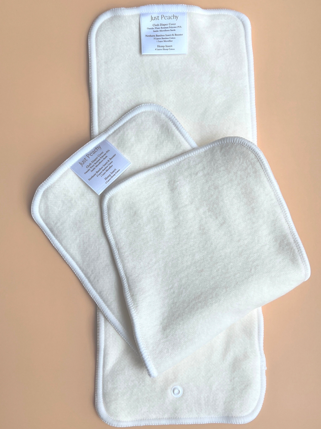 Just Peachy Hemp Cotton Full-Size Insert is always your best overnight solution, ideal for toddlers. For extra absorbency and longer stretches of sleep, use two Hemp Cotton Inserts, one inserted into the Cloth Diaper pocket and one on top.