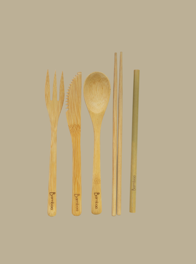 bamboo 100% natural eco-friendly reusable cutlery set