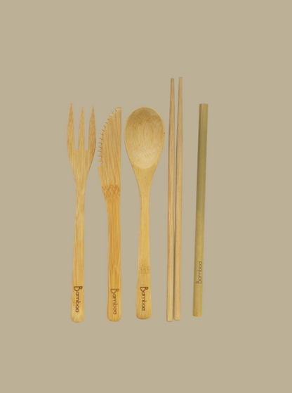 bamboo 100% natural eco-friendly reusable cutlery set