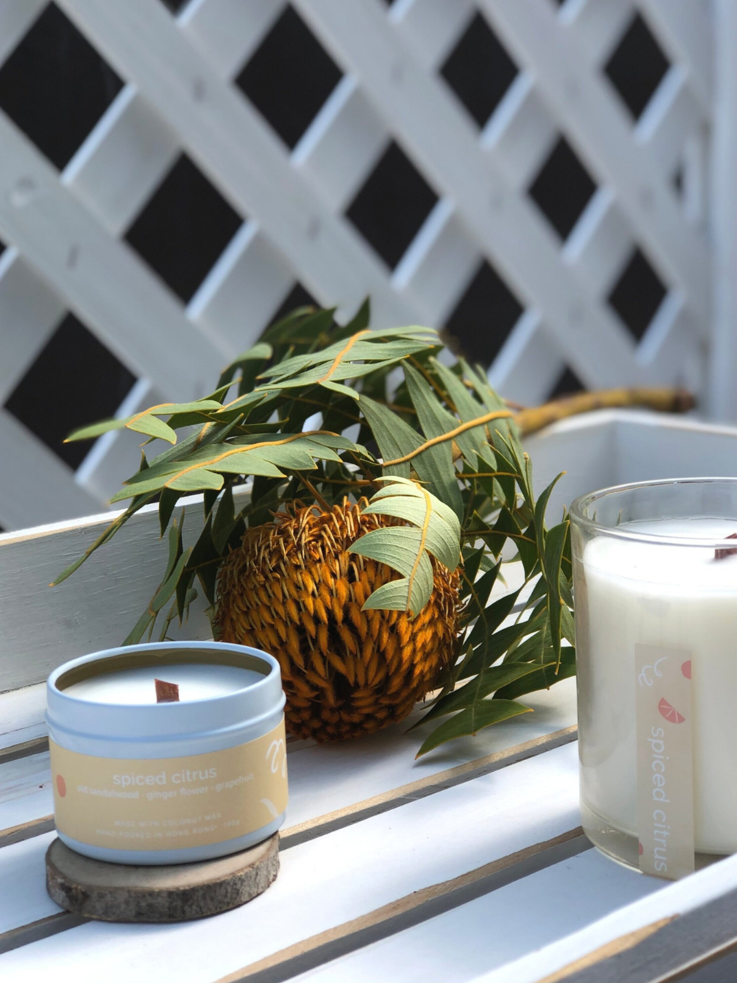 spiced citrus hand poured coconut and soy wax candle made in Hong Kong WOODCO